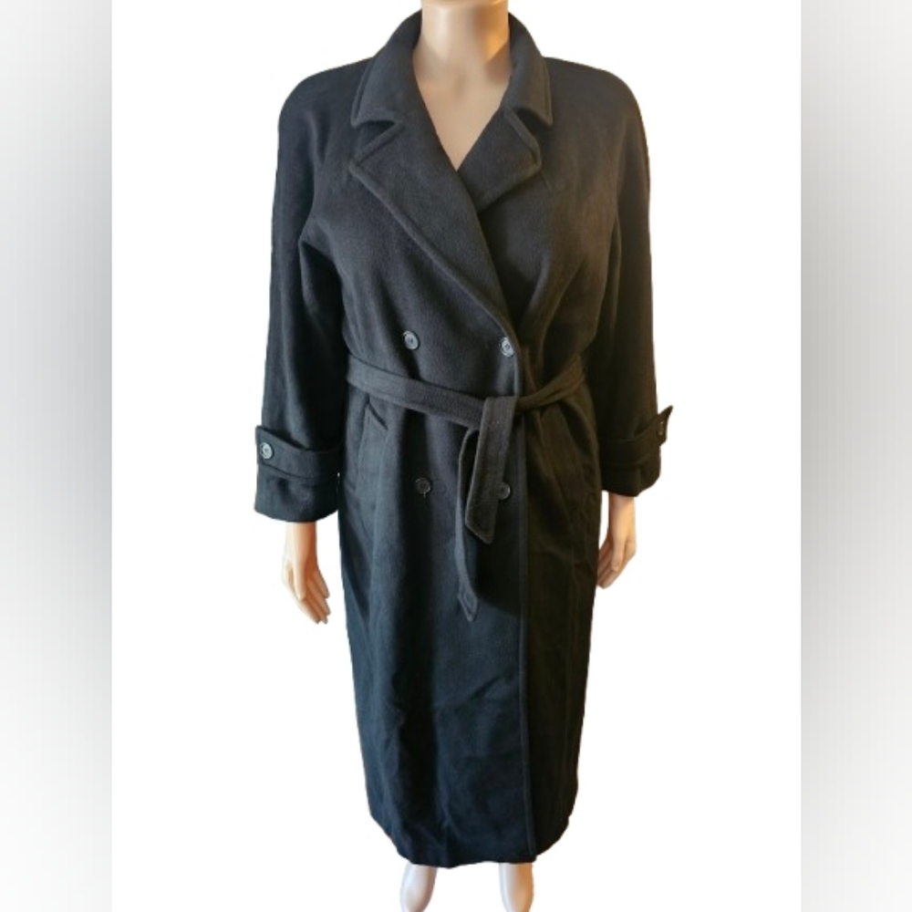 Vintage Marvin Richards Black Wool Trench Coat 12